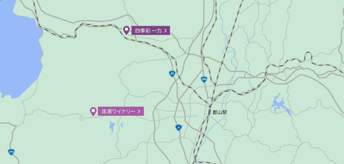 リゾート施設マップ郡山市エリア
